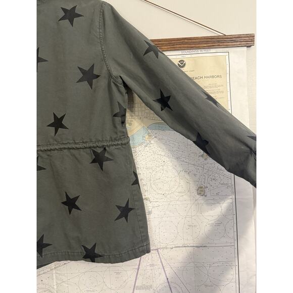 Driftwood Military Jacket Womens Medium Green Stars Utility Pockets Sundance L - Picture 10 of 10